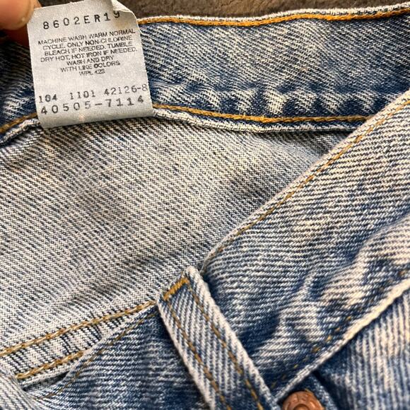 Vintage Levis 505 Jeans Mens 34x30 Light Wash Y2K Straight Leg Grunge Denim - Picture 7 of 8